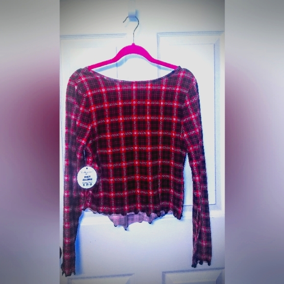 Jolie & Joy By FCT Women's Long Sleeve Red Plaid Blouse - Picture 2 of 5